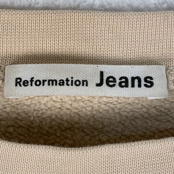 Reformation Womens S Beige Pink Organic Cotton Preppy Boxy Sweatshirt Pullover - Picture 2 of 7